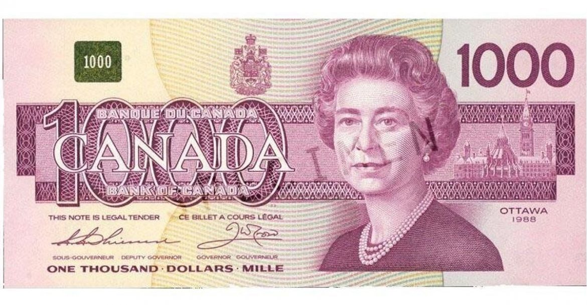vieux billet de 1000$ 5000$ Canadien